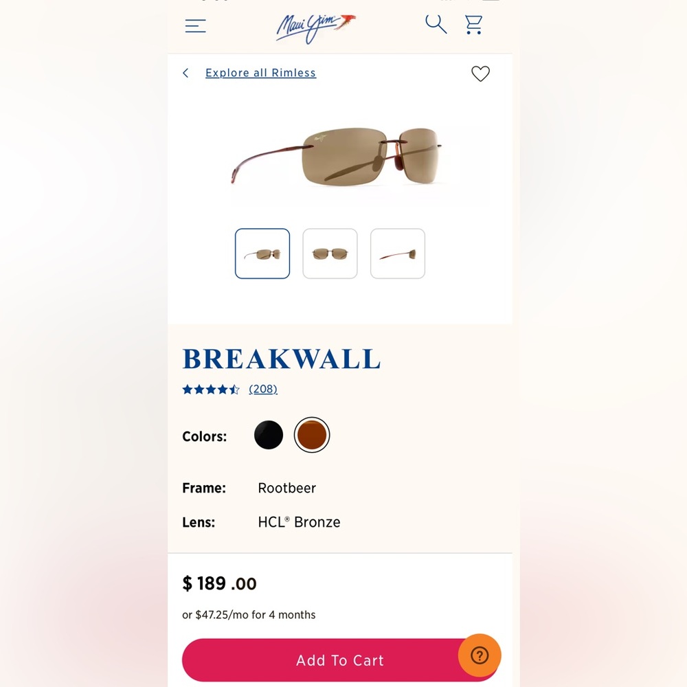 Maui Jim Sunglasses : The Breakwall rimless polarized - barely used